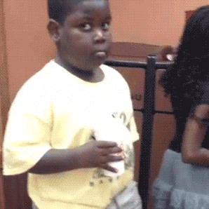 Boy giving a nervous side-eye